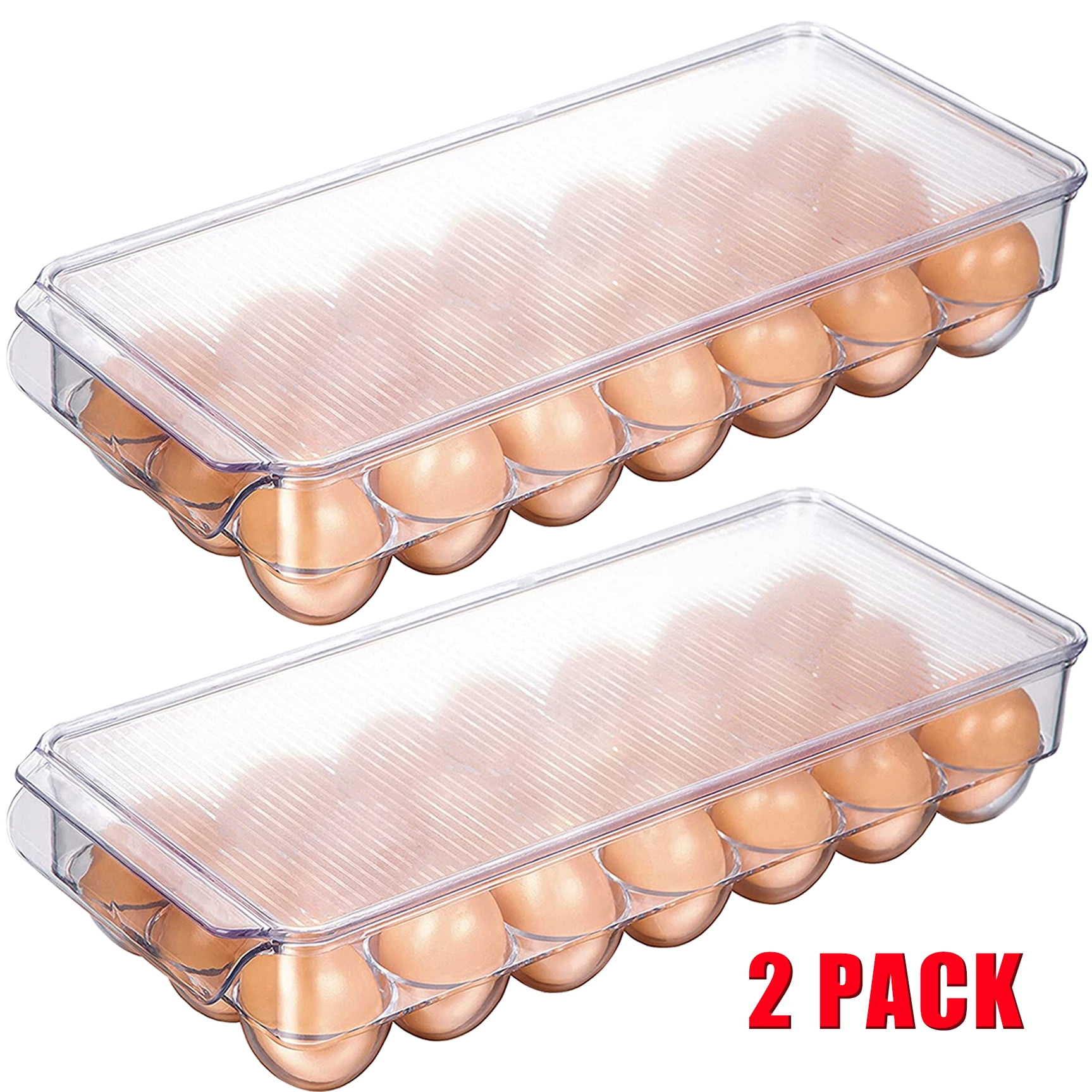 Egg Holder for Refrigerator, 2 Pk Large Capacity Egg Container with Lid