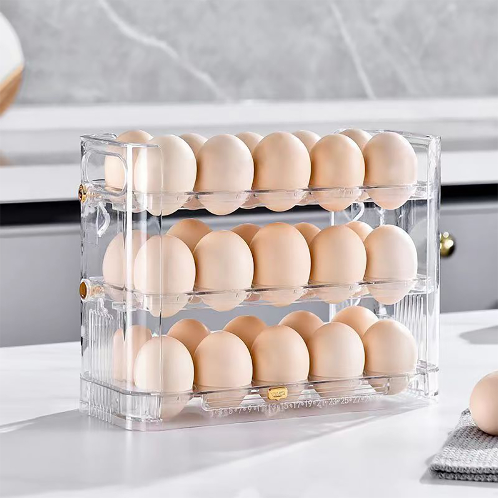 Large Capacity Fridge Egg Organizer Refrigerator Egg Tray Stackable 
