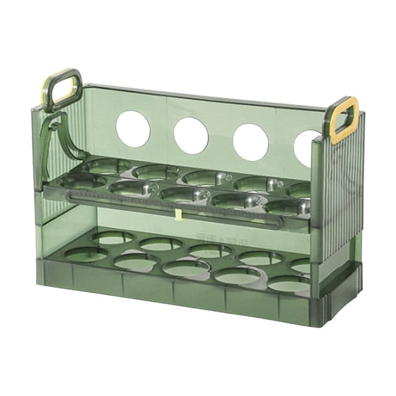 Egg Holder for Refrigerator Egg Storage Contner Food Grade Plastic Egg Tray Refrigerator Organizer Kitchen Storage Box Double Layer Holds 20 Eggs Stackable Fridge Organizer Green