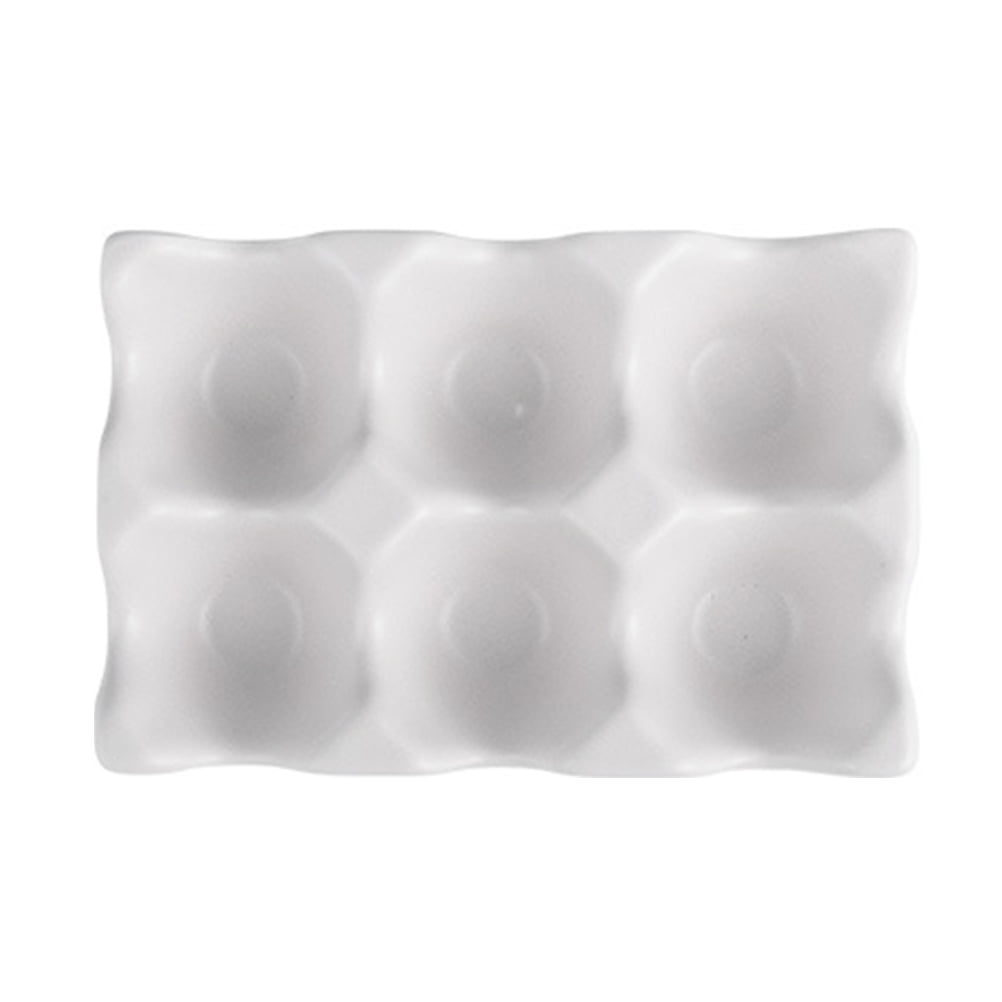 Egg Holder Tray Ceramic 6 Grids Countertop Container Storage Organizer