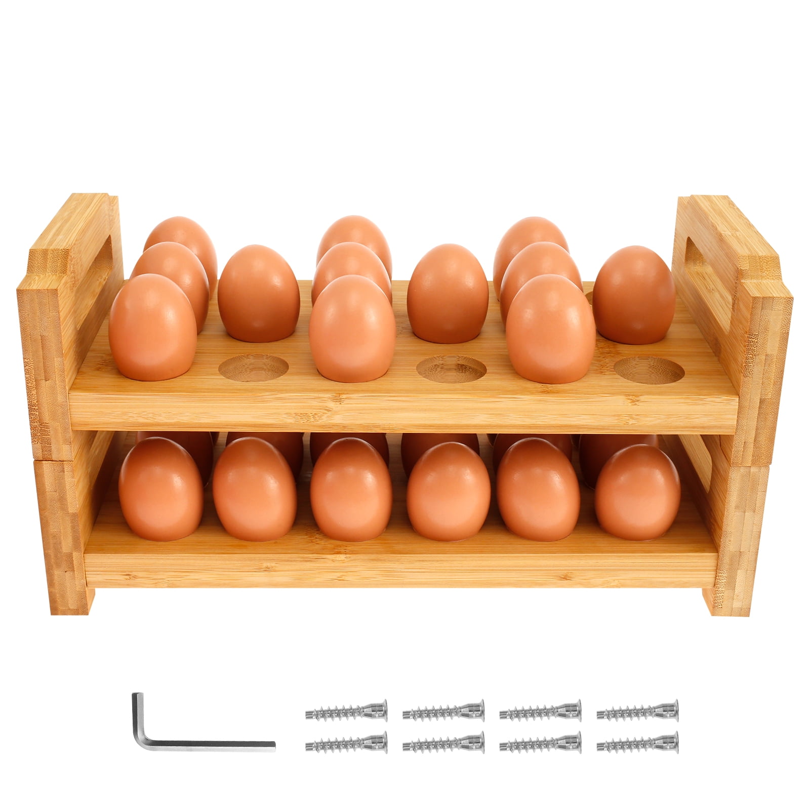 Egg Holder for 36 Eggs,Bamboo Egg Organizer Sturdy Tray Structure ...
