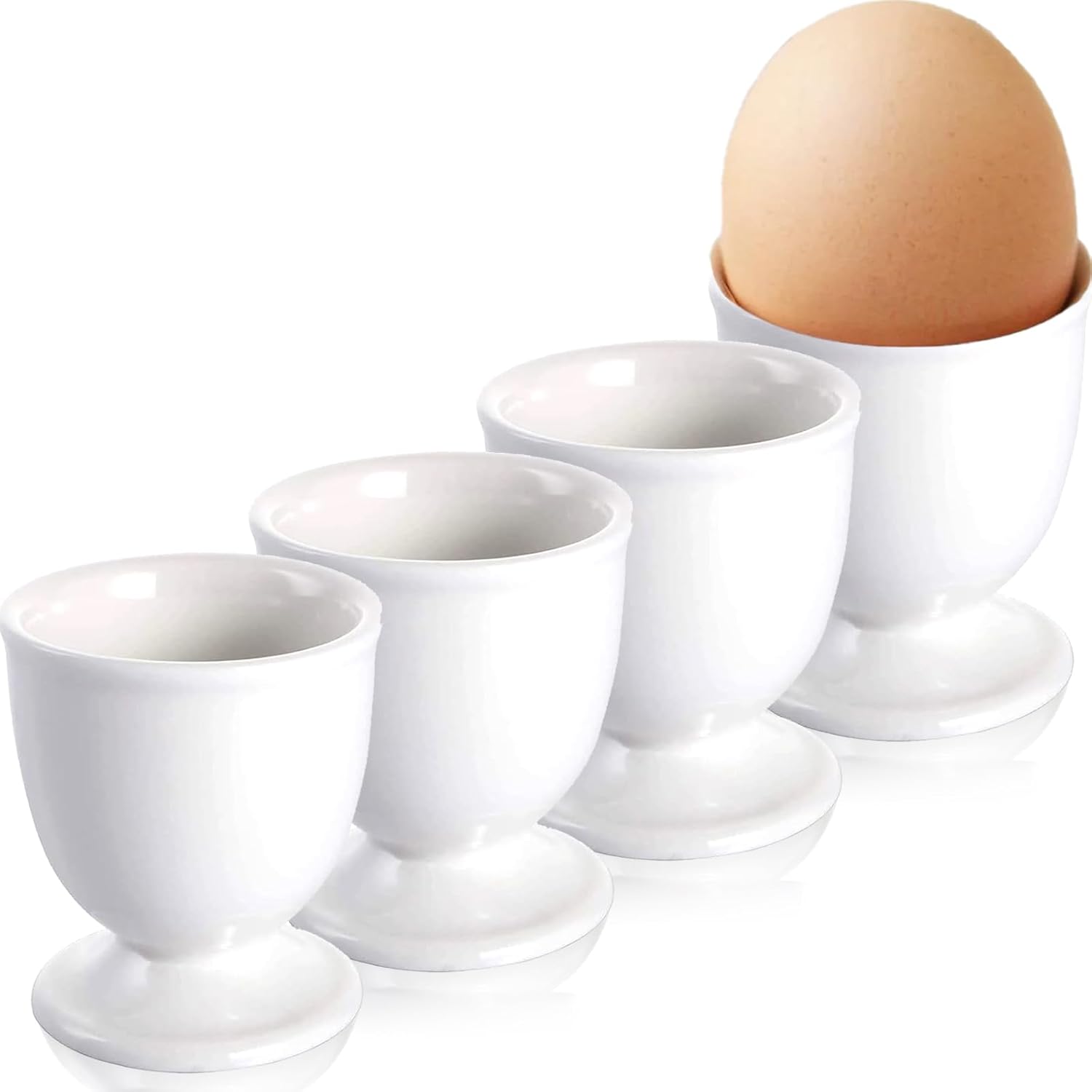 Egg Holder for Boiled Eggs, Porcelain Egg Cups for Soft Boiled Eggs, White
