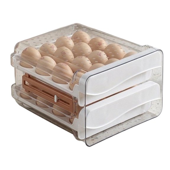 Egg Holder for Fridge, 2-Tier Stackable 32 Eggs Organizer Drawer
