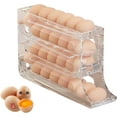 thumbnail image 1 of Egg Holder for Fridge, Space Saving Fridge Egg Organizer, 4 Layers Rolling Egg Dispenser Storage 30 Egg, Egg Dispenser for Refrigerator (Transparent), 1 of 5