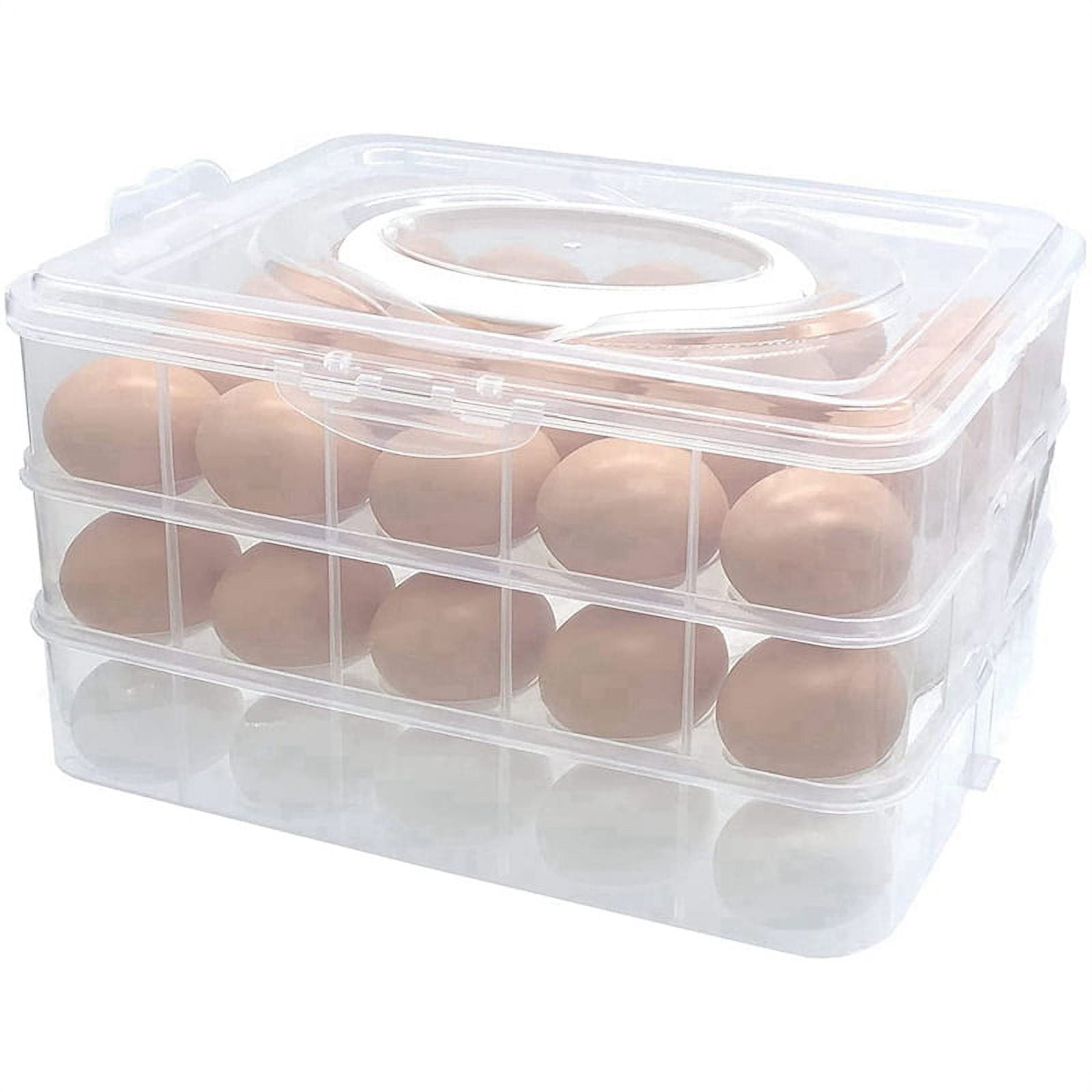 Egg Holder for Refrigerator,3Layer Deviled Egg Containers with Lid