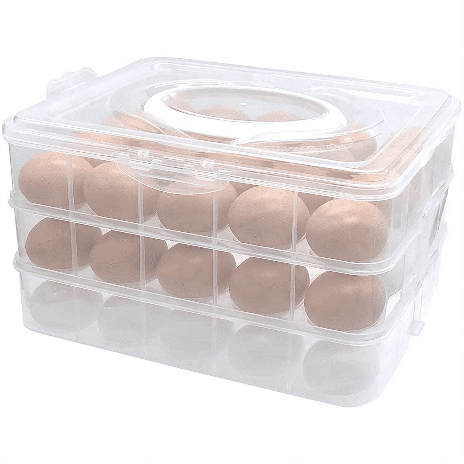 Egg Holder for Refrigerator,3-Layer Deviled Egg Containers with Lid,Deviled Egg Platter Carrier with Lid