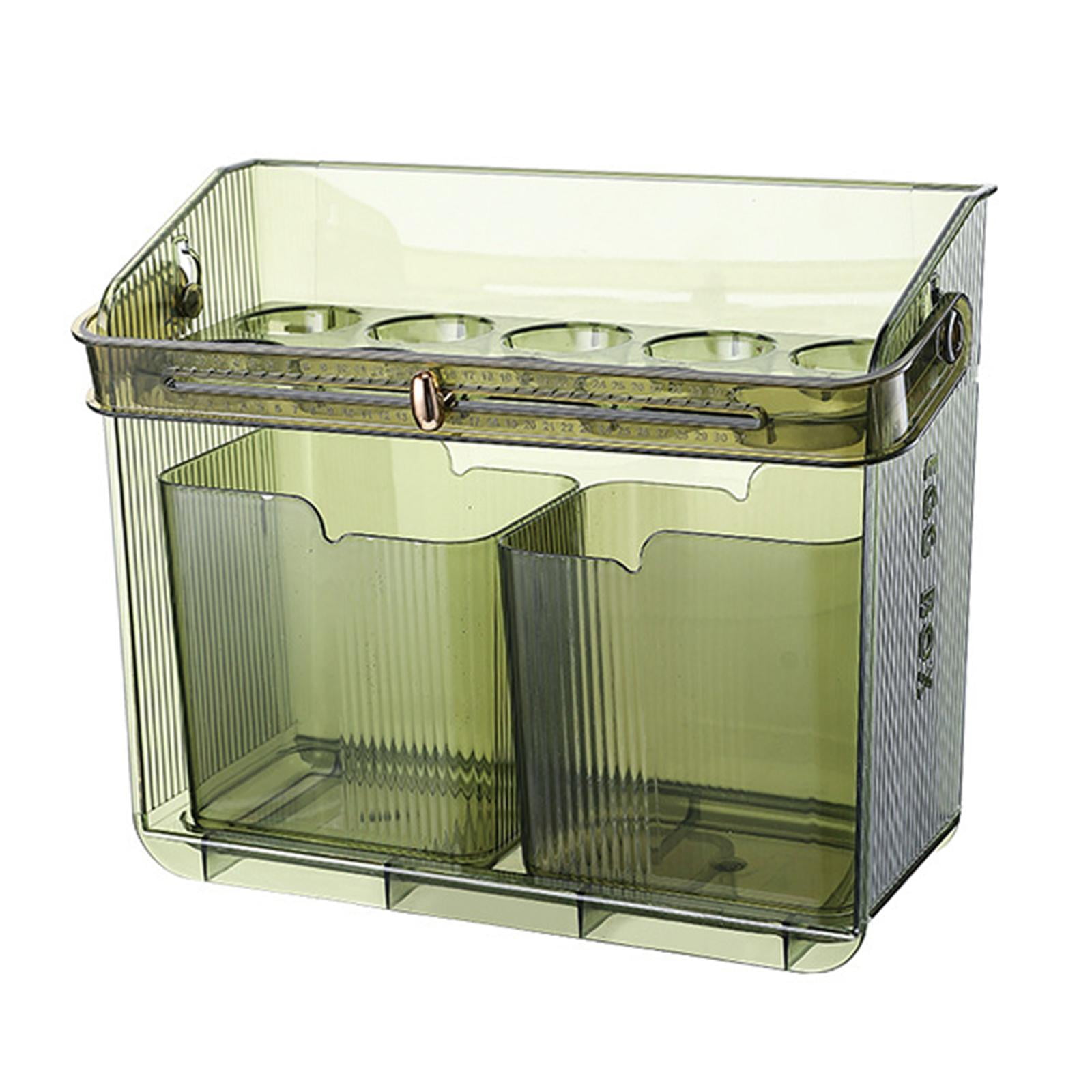 Egg Holder for Refrigerator Egg Container with Handle Also Spice Jars Rack Multifunctional Kitchen Egg Organizer for Countertop Cabinet green