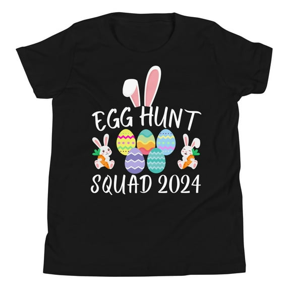 Egg Hunt Squad 2024 Shirt, Unisex, Easter Youth Shirt, Funny Easter Day 2024 Shirt, Egg Hunt, Easter Eggs Hunter Shirt (Black, XL)