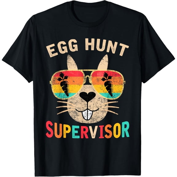 Egg Hunt Supervisor Retro Egg Hunting Party Mom Dad Gifts For Easter T-shirt