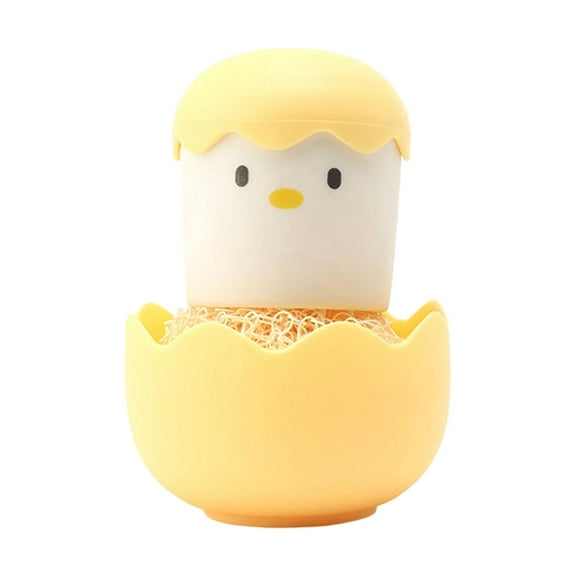 Egg Kitchen Cleaning Brush Reuseable Plastic for Home Fruits Clean Gadgets , Yellow, 12x8cm