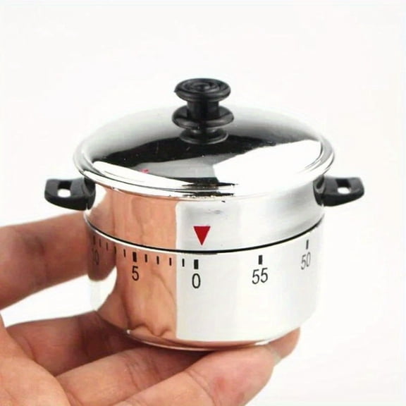 Egg Kitchen Timer Manual, Stainless Steel Mechanical Rotating Alarm 60 Minutes Count Down Cute Egg-Shaped Timer for Kitchen Cooking Learning Kids Sports