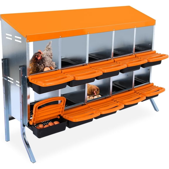 Egg Laying Box, Rolling Metal Egg Laying Box with Egg Guard, Hanging Design, Suitable for Hens, Ducks and Poultry