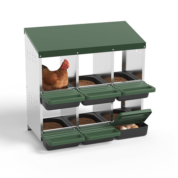 Egg Laying Box with Soft Mat, 0.8mm Top Plate and 0.6mm Galvanized Steel, Durable Chicken Egg Nesting Box Crate Accessory for Coop