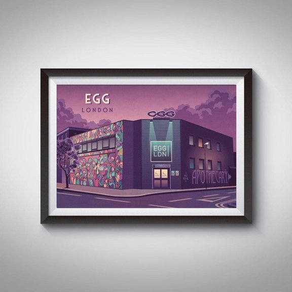 Egg London Nightclub Kings Cross Techno House Music Art, Unframed Paper Poster 8x10in