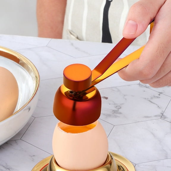 Egg Opener Cover Cutter Stainless Steel Clean Cookie Kitchen Tool Removing Soft Hard Boiled Slicer Gadget, 4.17×1.29 inch, Orange