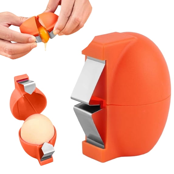 Egg Opener Egg Cracker Tool for Raw and Hard Boiled Eggs Shell Remover Peeler Separator Portable Kitchen Gadget for Home Cooking and Baking Essentials Orange Orange