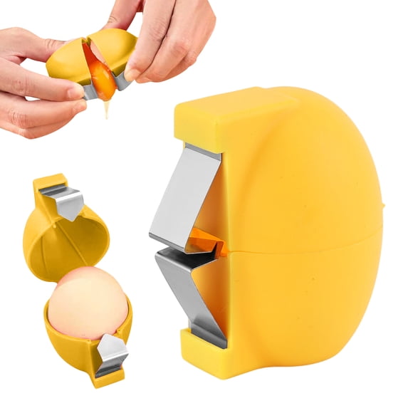 Egg Opener Egg Cracker Tool for Raw and Hard Boiled Eggs Shell Remover Peeler Separator Portable Kitchen Gadget for Home Cooking and Baking Essentials Yellow Yellow