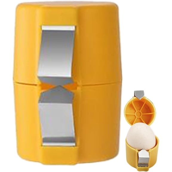 Egg Opener Tool - One-Click Raw Egg Breaker with Non-Slip Base, Portable Egg Cracker for Kitchen & Camping (Lemon Yellow, 32g)