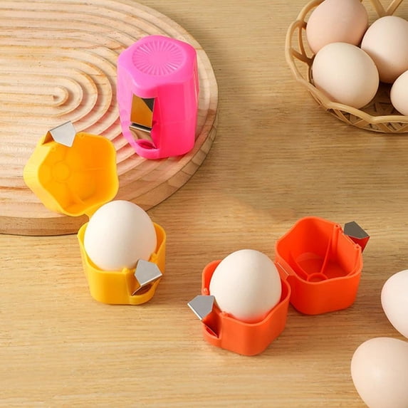 Egg Opener Tool, One-Hand Egg Cracker and Separator, Stainless Steel Egg Shell Remover for Kitchen, Easy Clean Egg Breaker for All Egg Sizes,1pc,yellow