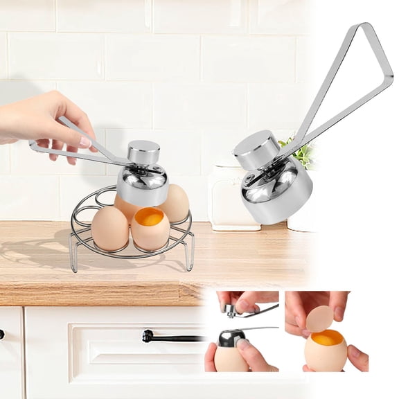 Egg Opener Tool Stainless Steel Eggshell Cutter Kitchen Gadget for Easy Peeling Non-Slip Grip and Efficient Cracking for Fresh Soft and Hard Boiled Eggs for Home Cooks and Breakfast Topliu