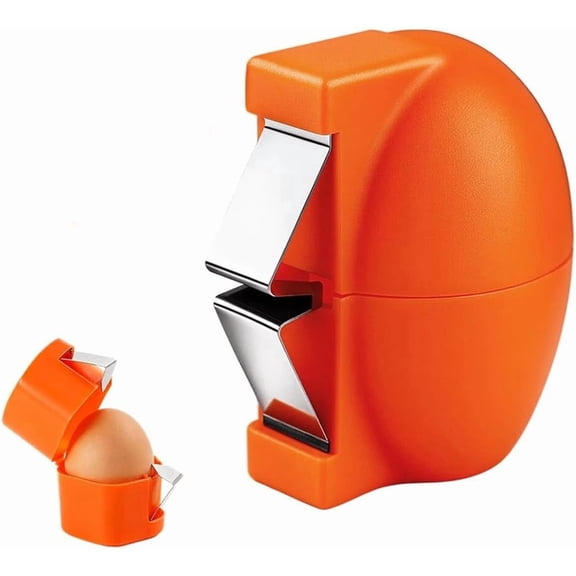 Egg Opener, Upgrade Stainless Steel Egg Cutter, Multifunctional Egg Cracker Tool, Easy to Open Hard Boiled & Raw Eggs, Essential Kitchen Gadget (Orange)