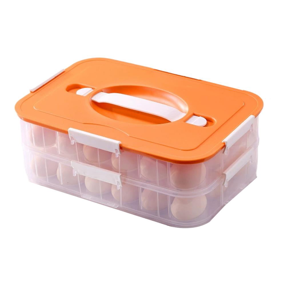 Stackable Egg Storage Container with Lid 2-Layer Plastic Holder, Leak-Proof Design with Handle and Secure Lock for Refrigerator Organization Holds Up to 36 Eggs