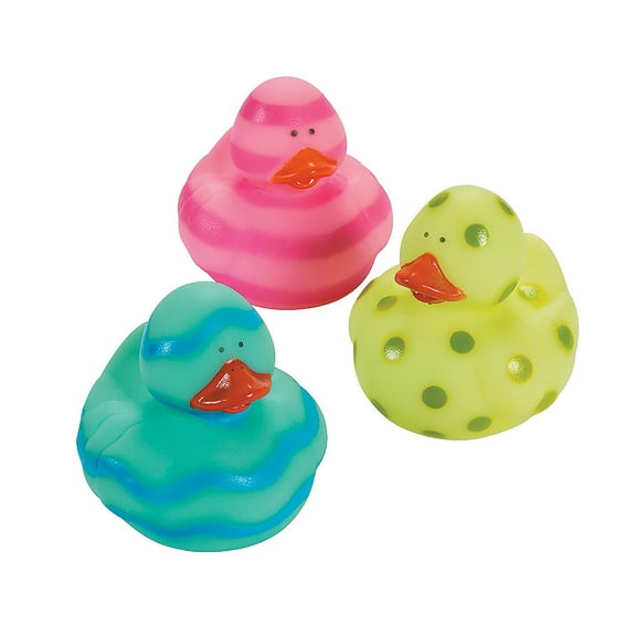 Egg Painted Rubber Duckies - Party Favors - 12 Pieces