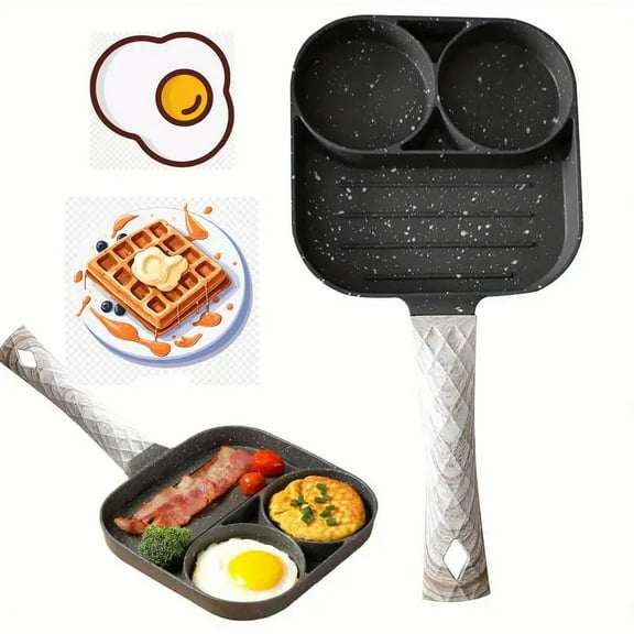 Egg Pan 3 Section Egg Frying Pan Nonstick Compatible with Gas Stove and Induction Cookware