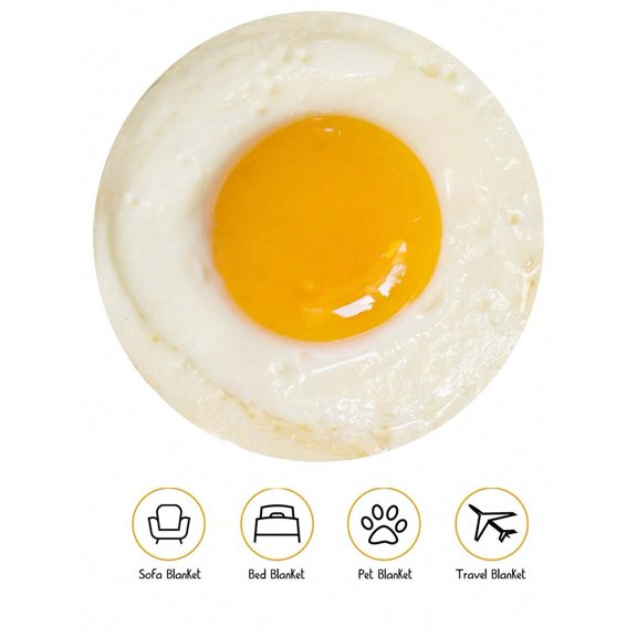 Egg Pattern Round Blanket, Soft Fleece Throw for Sofa Bed Travel
