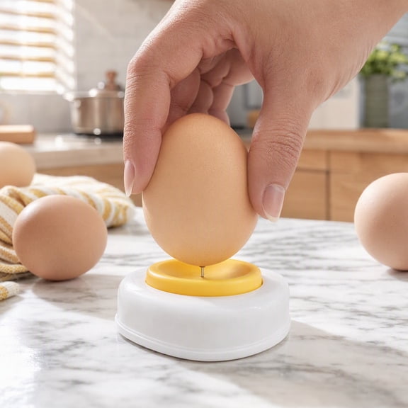 Egg Piercer, Stainless Steel Egg Hole Puncher with Stable Base, Boiled Egg Shell Piercing Tool for Easier Peeling, Kitchen Egg Cooking Gadget for Home Meal Preparation and Breakfast
