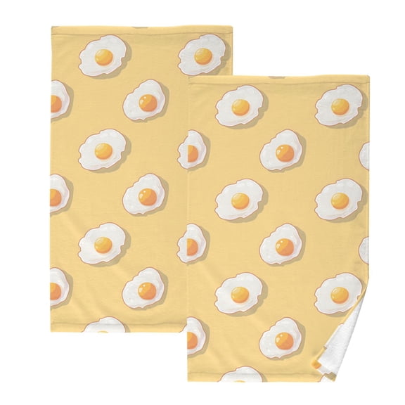 Egg Pixel Style Cotton Towel Set Face Hand Towels 2 Pack Soft Absorbent 16x28in
