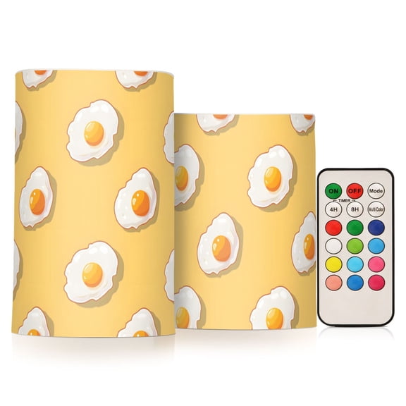 Egg Pixel Style Flameless LED Candle Set with Remote, Battery Operated Color Changing Pillar Candles, Set of 2