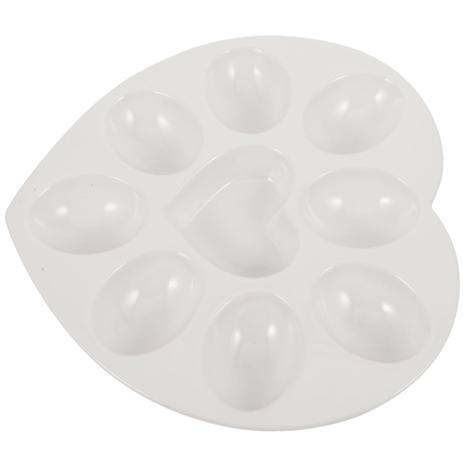 OHOIOLLA Deviled Egg Platter Ceramic White Heart Shaped for Home Gatherings
