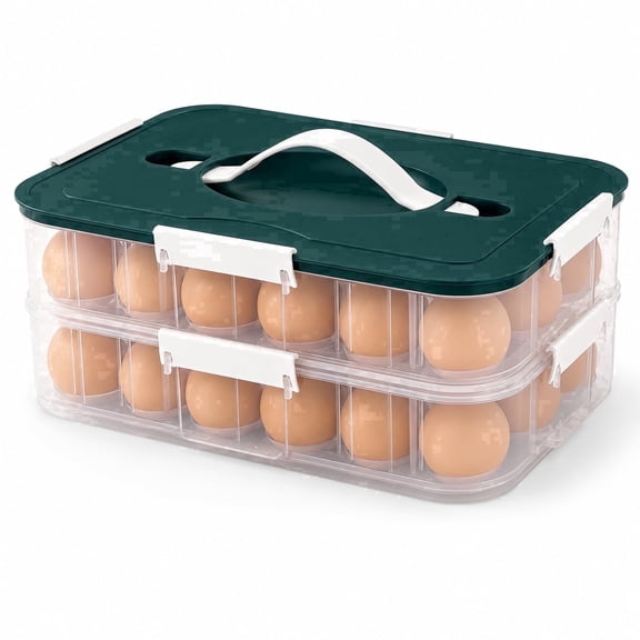 Double-Layer Deviled Egg Carrier with Locking Lid - Holds 36 Eggs | Clear Plastic Portable Food Container with Handle for Picnic & Party