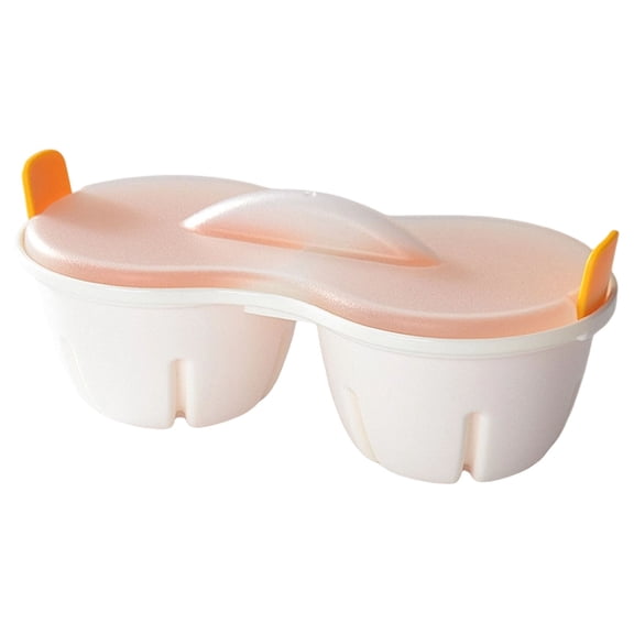 Egg Poacher Microwave, 8.6 × 4.3 × 3.3 Inch Egg Steam Cooker with Lid, Compact Egg Poacher Tray with 2 Egg Capacity, Household Quick Breakfast Egg Steaming Container, Dishwasher Safe,Yellow