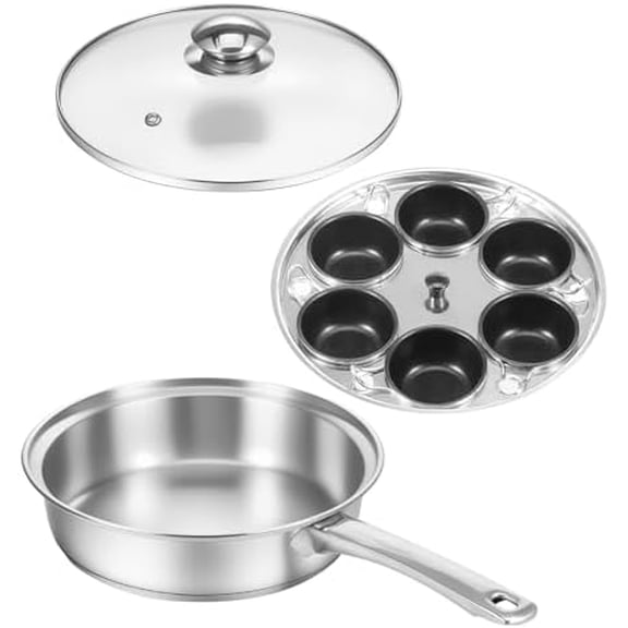 Egg Poacher Pan, Poached Egg Cooker Nonstick Poached Maker, Cookware Set with 6 Nonstick Cups with Glass Lid for Various Foods$$Home Decor, Kitchen, & Other