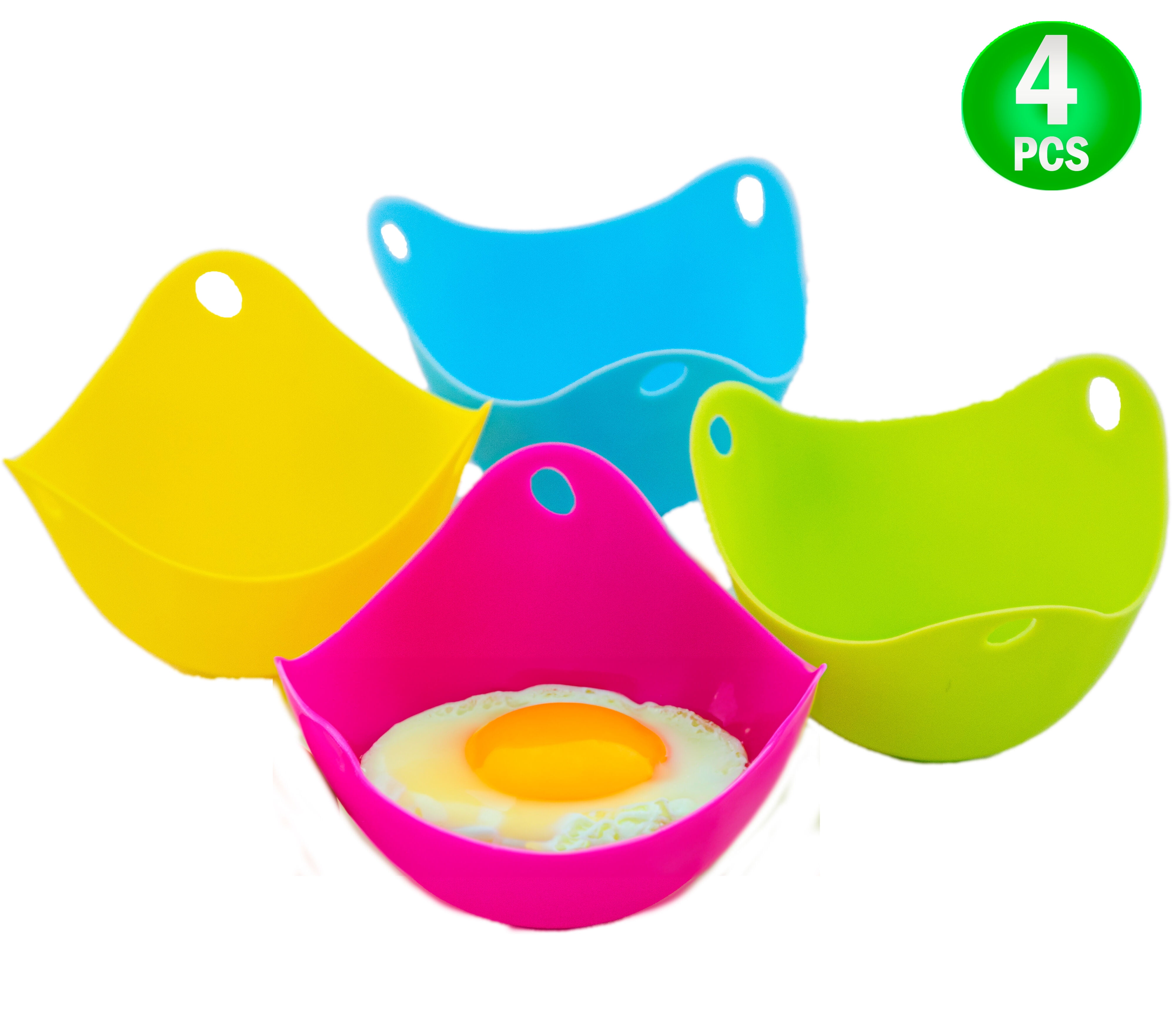 Egg Poacher Silicone Cup 4pc Set Microwave & Stovetop Boiler Safe for Perfect Poached Eggs