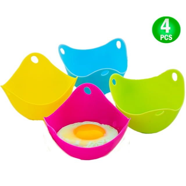 Egg Poacher Silicone Cup 4pc Set Microwave & Stovetop Boiler Safe for