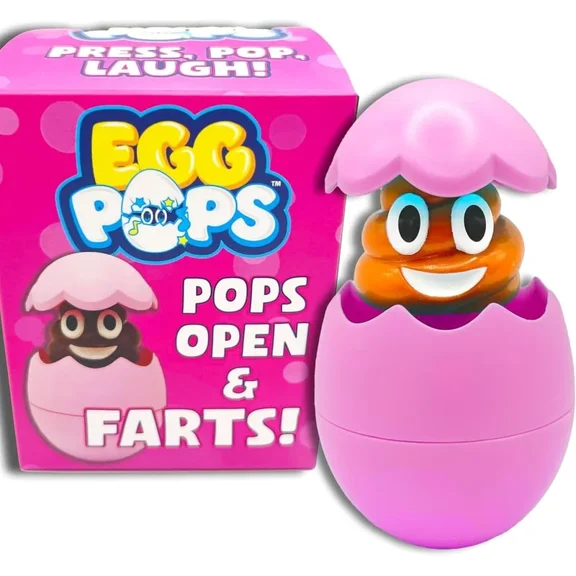 Egg Pops Farting Toy Funny Easter Egg Gag Gift with Pop-Up Poop Character & Sound Effects, Novelty Party Favor, Easter Basket Stuffer for Kids 3+