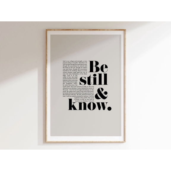 Be Still And Know Bible Verse Quote Psalm 46 Wall Art For Home Christian Art Baptism Gift Biblical Wall Art Religious Decor Wall Art, Modern Wall Decor, 8x12 UNFRAMED