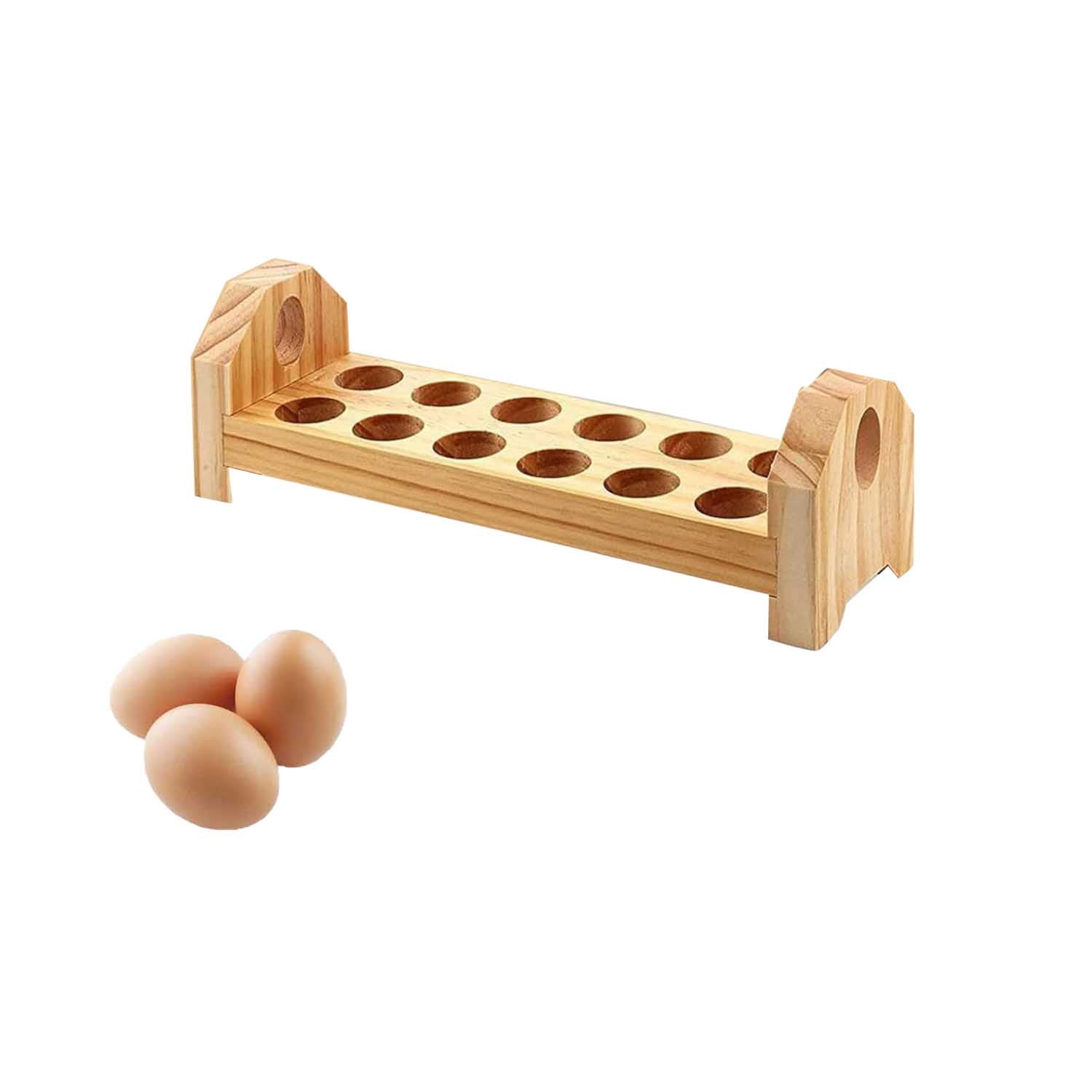 Egg Rack, Stackable Wooden Egg Holder, Egg Container, Large Capacity Egg Box, Eggs, Storage for 12 Eggs