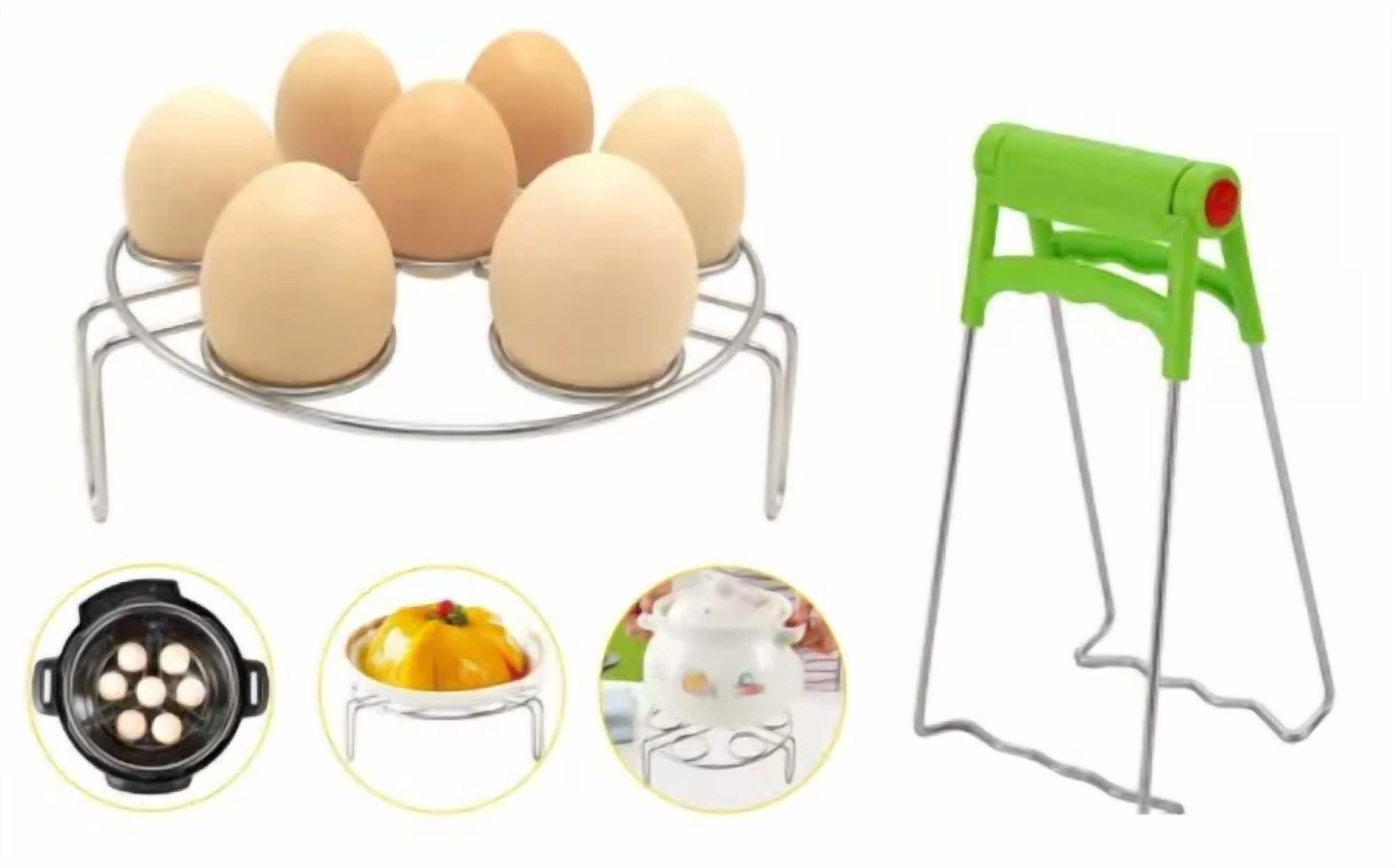 Egg Rack Steamer With Dish Plate Egg Clamp For Instant Pot 5,6,8Qt Pressure Cook