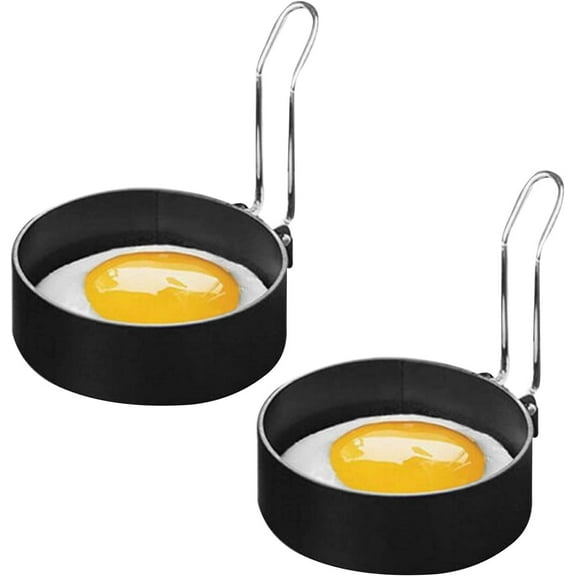 Egg Ring,2pcs Non-Stick Metal Egg Frying Mold Circle Round Fried Mould with Handle Egg Maker Mold Pancake Molds Kitchen Cooking Tool for Egg Sandwiches
