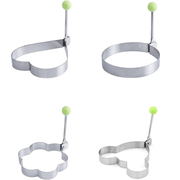 Egg Ring Molds for Cooking Pancake Molds Different Shapes Fried Egg MouldBreakfast Kit Egg Molds Nonstick Egg Rings for Fried Egg, Pancakes, Sandwiches 4 Pcs(Color:f)