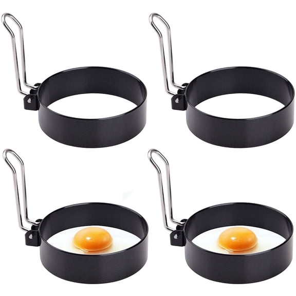Egg Ring, Round Professional Pancake Mold, Egg Cooker Rings For Cooking, Stainless Steel Non Stick Round Egg Ring Mold For Fried Egg, Pancakes, Sandwiches 4PCS (4 PCS)