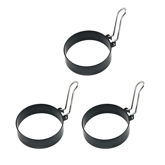 Egg Rings,3 Pc Round Egg Cooker Rings,Non-Stick Stainless Metal Circle Egg Maker,Egg Cooking Tool for Fried Sandwiches (Black, 3X 3X 3/4 inches)