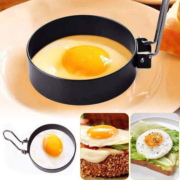 Egg Rings, 9cm Non-Stick Frying Rings for Pancakes and Hamburgers, Stainless Steel Egg Mold with Handle for Perfect Round Eggs