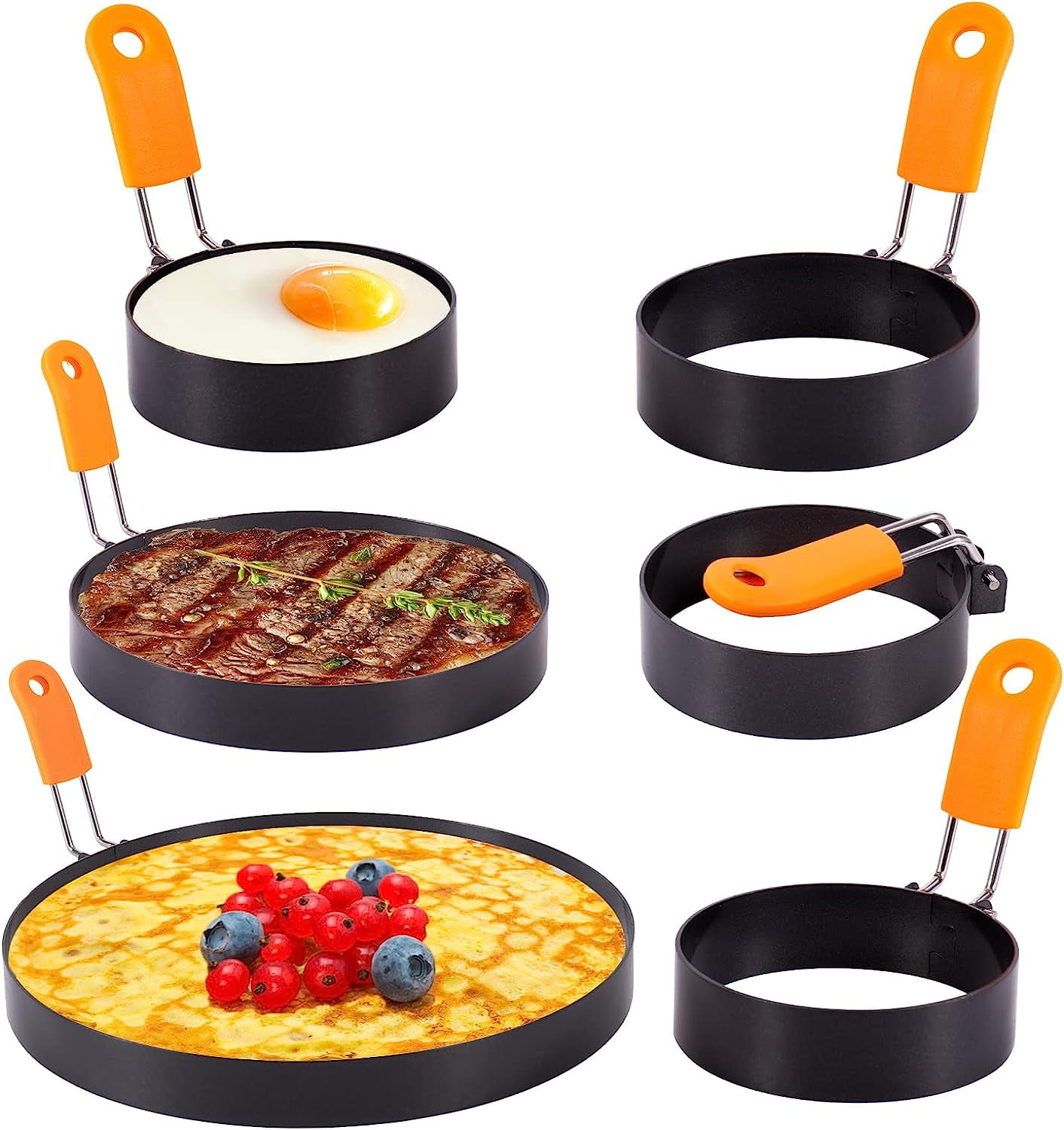 Egg Rings Pancake Mold Set, Stainless Steel Egg Rings Pancake Molds for