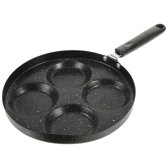 MEIBUTYUP Nonstick Cooking Pan with Four-Hole Design for Breakfast Eggs Pancakes Black 1 Piece