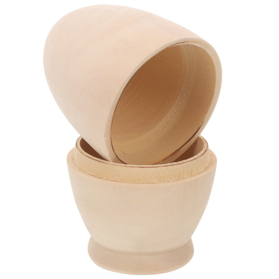 FENGGUIQU Candy Boxes Party Favors Easter Egg Shape Container 1Set Khaki Wood